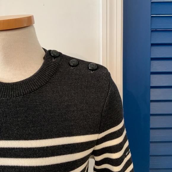 Saint James Rochefort Stripe Sweater 10, merino, classic, nautical, grey, - Picture 4 of 7
